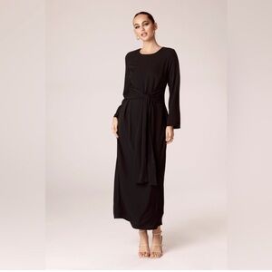 Veiled Collection Isabella Tie Waist Maxi Dress - Black